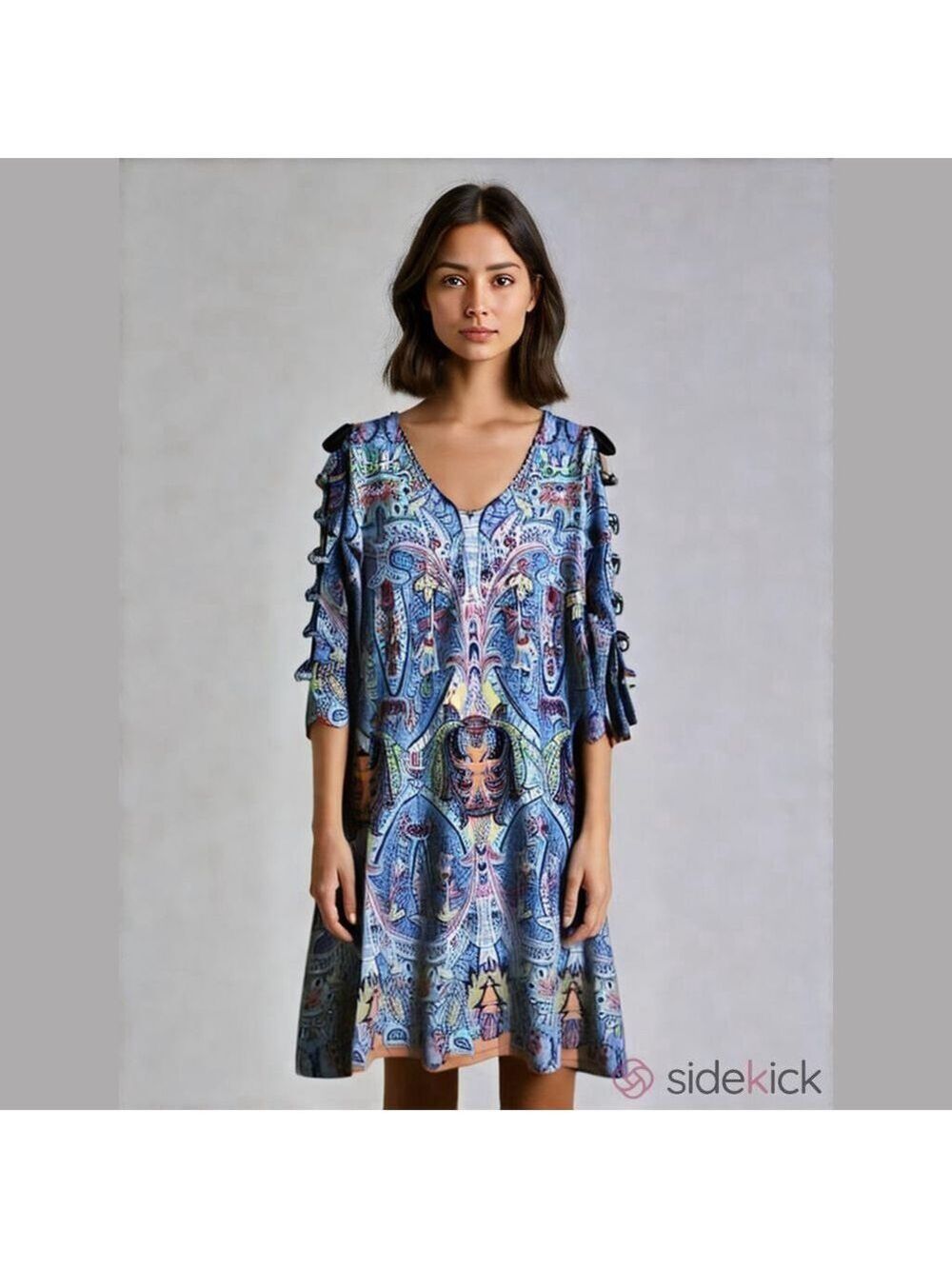 2 for $10 special☀️ Women's Ivy Lane Dress, PM, Blue Multicolored Paisley - Picture 1 of 7